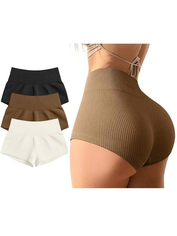 OQQ Women 3 Piece Yoga Shorts Sexy High Waist Booty Stretch Workout Exercise Hot Shorts