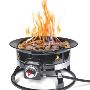 Outland Living Firebowl 893 Deluxe Outdoor Portable Propane Gas Fire Pit with Cover & Carry Kit, 19-Inch Diameter 58,000 BTU, Black
