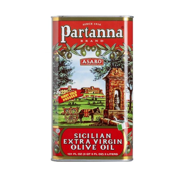 Partanna Robust Extra Virgin Olive Oil - Premium Castelvetrano Oil - Harvested in Sicily - Pure Authentic Italian - Monovarietal - Rich in Flavor - First Cold Pressed - 101oz (3...