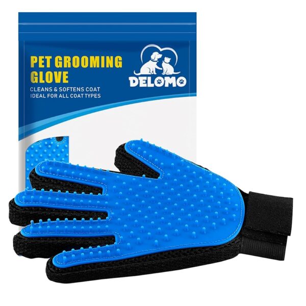 Pet Hair Remover Glove - Gentle Pet Grooming Glove Brush - Deshedding Glove - Massage Mitt with Enhanced Five Finger Design - Perfect for Dogs & Cats with Long & Short Fur - 1...