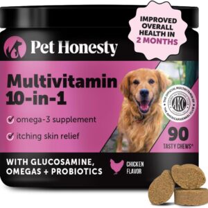 Pet Honesty Multivitamin Dog Supplement, Glucosamine Chondroitin for Dogs, Probiotics, Omega Fish Oil, Dog Supplements & Vitamins, Dog Vitamins for Skin and Coat Allergies,...