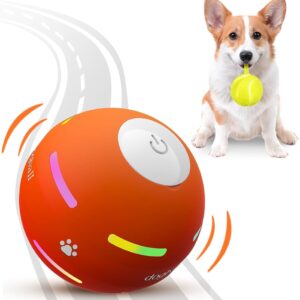 PetDroid Interactive Dog Toys Dog Ball,[2025 Newly Upgraded] Durable Motion Activated Automatic Rolling Ball Toys for/Small/Medium/Large Dogs,USB Rechargeable (Orange)