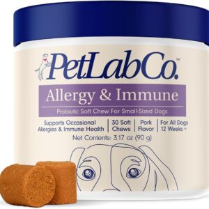 PetLab Co. Allergy & Immune Daily Probiotics for Dogs. Supports Yeast Production, Seasonal Allergies, Intermittent Itchiness, Gut & Digestive Health - 30 Chews for Small Dogs