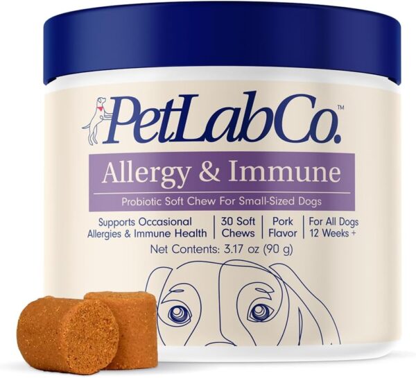 PetLab Co. Allergy & Immune Daily Probiotics for Dogs. Supports Yeast Production, Seasonal Allergies, Intermittent Itchiness, Gut & Digestive Health - 30 Chews for Small Dogs