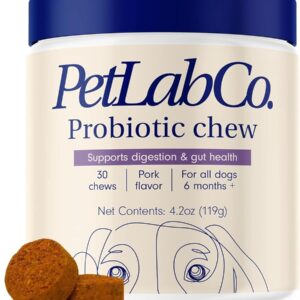 PetLab Co. Probiotics for Dogs, Support Gut Health, Occasional Diarrhea, Digestive Health & Seasonal Allergies - Pork Flavor - 30 Soft Chews - Packaging May Vary