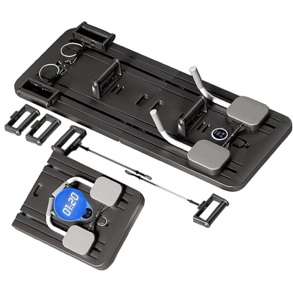 Pilates Board, Pilates Reformer Set, Multi-Purpose Foldable Pilates Reformer Board for Home, 5 in1 Pilates Sliding Board, Pilates Equipment with Timer (Black)