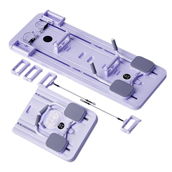 Pilates Board, Pilates Reformer Set, Multi-Purpose Foldable Pilates Reformer Board for Home, 5 in1 Pilates Sliding Board, Pilates Equipment with Timer (Purple)