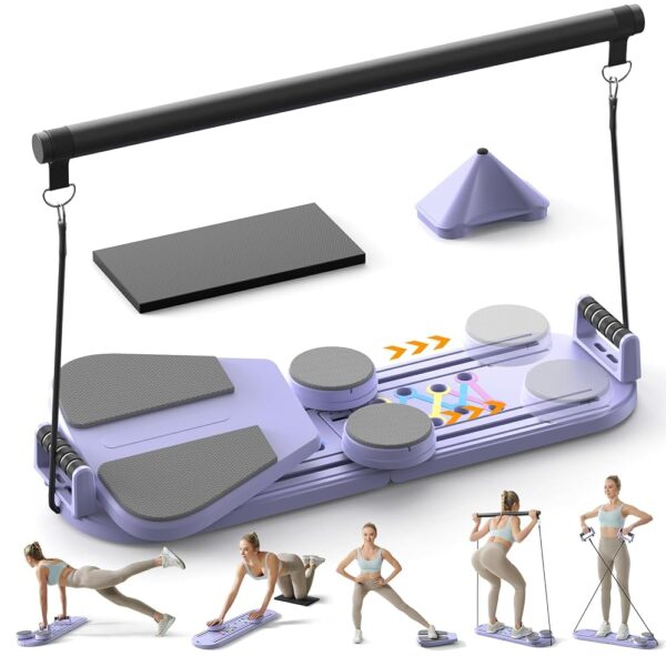 Pilates Board,Pilates Reformer Sets, Multifunctional Abdominal Pilates Board for Home Workout Equipment, Portable Foldable Ab Board Trainer Pilates Exercise Machine, Pilates...