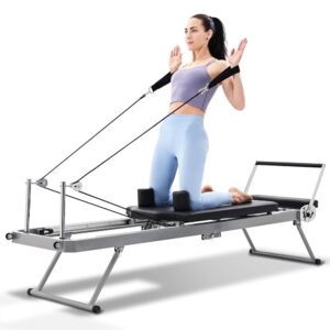 Pilates Reformer Foldable, Adjustable Pilates Machine, 5 Springs Full-Body Workout Equipment for Home Use and Gym Workout, Suitable for Beginners and Intermediate