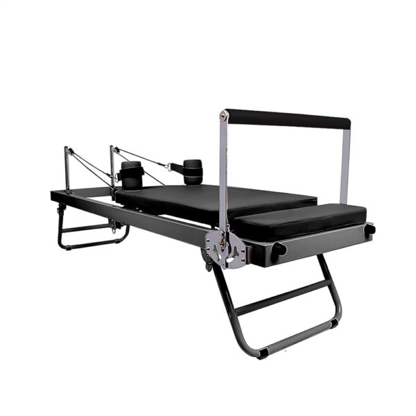 Pilates Reformer,Foldable Pilates Machine for Home Use,with Adjustable Reformer Heights and Angle,Pilates Equipment for Home Workouts,Pilates Reformer Set Up to 300 Lbs,Black/Beige