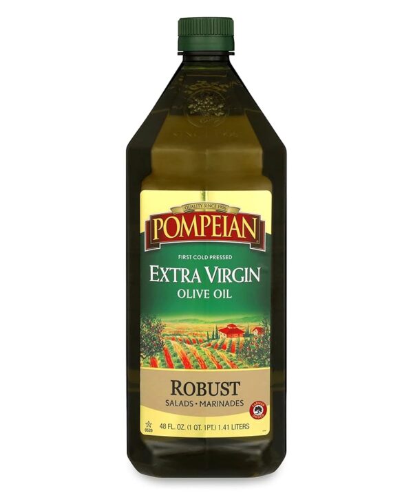 Pompeian Robust Extra Virgin Olive Oil, First Cold Pressed, Full-Bodied Flavor, Perfect for Salad Dressings & Marinades, 48 FL. OZ.