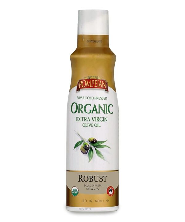 Pompeian USDA Certified Organic Extra Virgin Olive Oil Non-Stick Cooking Spray, Full-Bodied Flavor, Perfect for Salads and Pasta Drizzling, Naturally Gluten Free,...