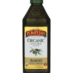 Pompeian USDA Organic Robust Extra Virgin Olive Oil, First Cold Pressed, Full-Bodied Flavor, Perfect for Salad Dressings & Marinades, 48 FL. OZ.