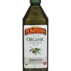 Pompeian USDA Organic Smooth Extra Virgin Olive Oil, First Cold Pressed, Smooth, Delicate Flavor, Perfect for Sautéing & Stir-Frying, 24 FL. OZ.