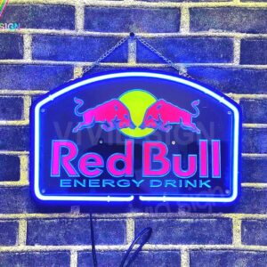 Queen Sense 14" Red Bulls Energy Drink Neon Sign 3D Carved Acrylic Beer Pub Bar Handmade Wall Decor Neon Light A114RBED3D