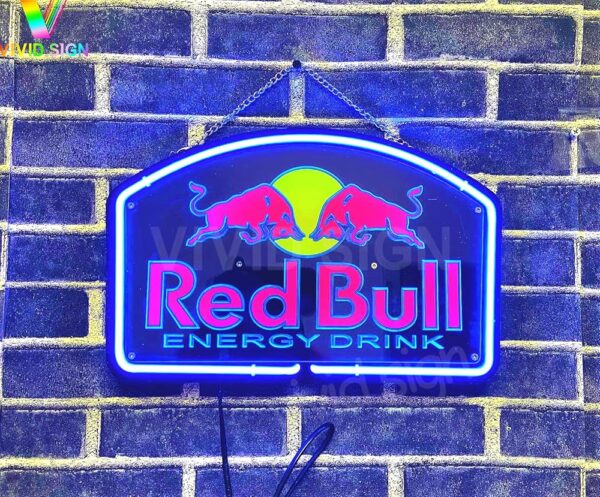 Queen Sense 14" Red Bulls Energy Drink Neon Sign 3D Carved Acrylic Beer Pub Bar Handmade Wall Decor Neon Light A114RBED3D