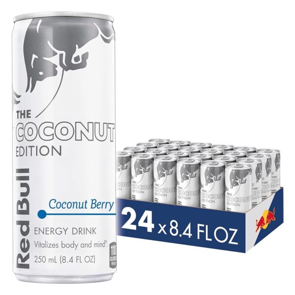 Red Bull Coconut Edition Energy Drink, Coconut Berry, with 80mg Caffeine plus Taurine & B Vitamins, 8.4 Fl Oz, Pack of 24 Cans