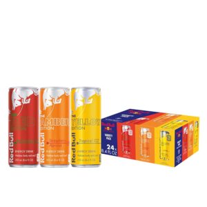 Red Bull Energy Drink Variety Pack, Red, Yellow & Amber, with 80mg Caffeine plus Taurine & B Vitamins, 8.4 Fl Oz, Pack of 24 Cans