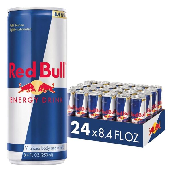 Red Bull Energy Drink with 80mg Caffeine plus Taurine & B Vitamins, 8.4 Fl Oz, Pack of 24 Cans