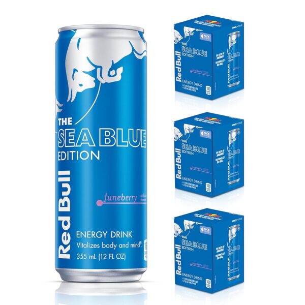 Red Bull Sea Blue Edition Energy Drink, Juneberry, with 114mg Caffeine plus Taurine & B Vitamins, 12 Fl Oz, Pack of 12 Cans