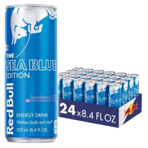 Red Bull Sea Blue Edition Energy Drink, Juneberry, with 80mg Caffeine plus Taurine & B Vitamins, 8.4 Fl Oz, Pack of 24 Cans