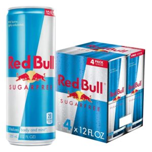 Red Bull Sugar Free Energy Drink with 114mg Caffeine plus Taurine & B Vitamins, 12 Fl Oz, Pack of 4 Cans