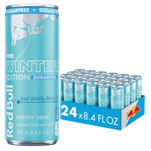 Red Bull Winter Edition Sugar Free Energy Drink, Iced Vanilla Berry, 8.4 fl.oz. can, Case of 24 cans, 80mg Caffeine, Taurine & B Vitamins