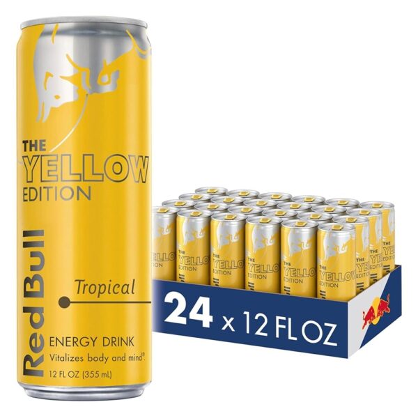 Red Bull Yellow Edition Energy Drink, Tropical, with 114mg Caffeine plus Taurine & B Vitamins, 12 Fl Oz, Pack of 24 Cans