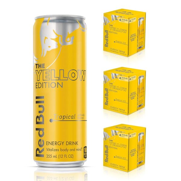 Red Bull Yellow Edition Energy Drink, Tropical, with 114mg Caffeine plus Taurine & B Vitamins, 12 Fl Oz, Pack of 12 Cans