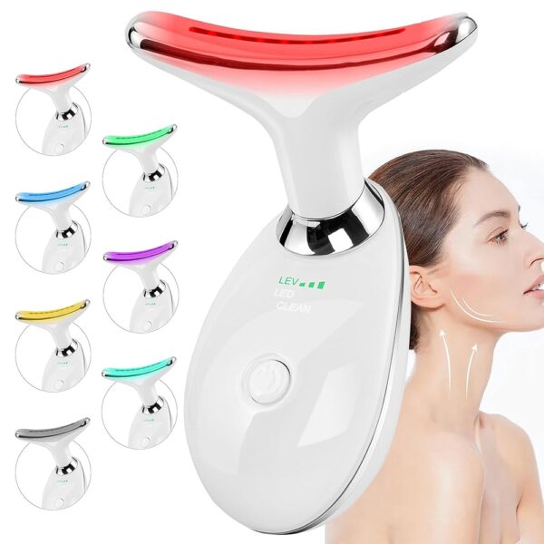 Red-Light-Therapy-for-Face and Neck, Face 𝖲 culpting Wand with 7 Color, Facial Massager Tool (White)