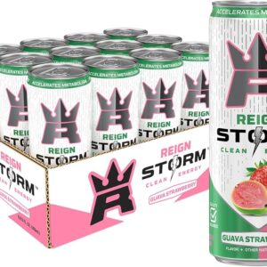 REIGN Storm, Guava Strawberry, Fitness & Wellness Energy Drink, 12 Fl Oz (Pack of 12)