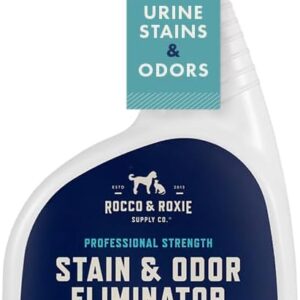 Rocco & Roxie Supply Co. Stain & Odor Eliminator for Strong Odor, 32oz Enzyme Pet Odor Eliminator for Home, Carpet Stain Remover for Cats & Dog Pee, Enzymatic Cat Urine...