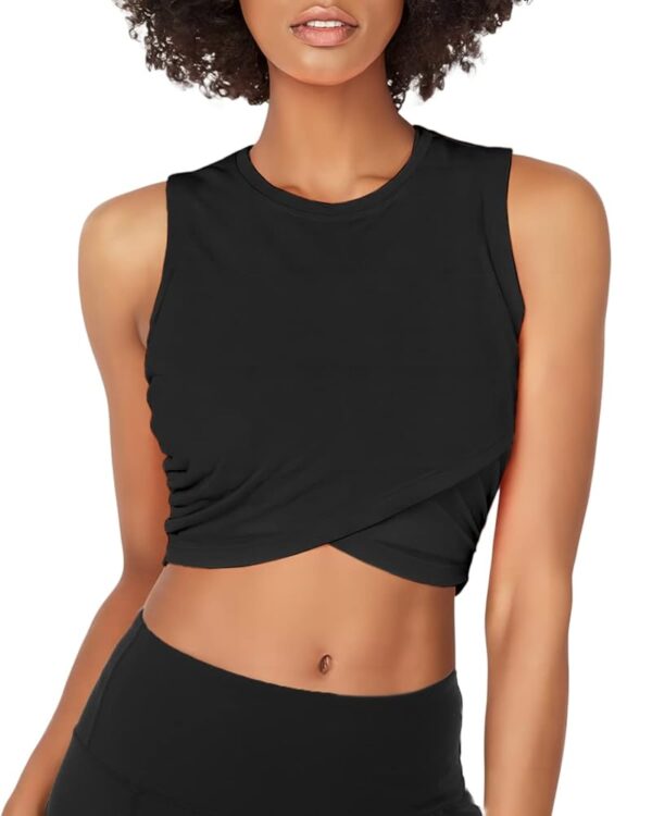 Sanutch Yoga Crop Tops Dance Tops Fitted Workout Crop Tops Yoga Tank Tops Athletic Sports Shirts for Women