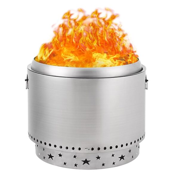 Smokeless Fire Pit 20.5’, Portable Fire Pit with Stand, Handles Design, Stainless Steel Stove Wood Burning, Removable Ash Pan, for Camping, Garden, Backyard