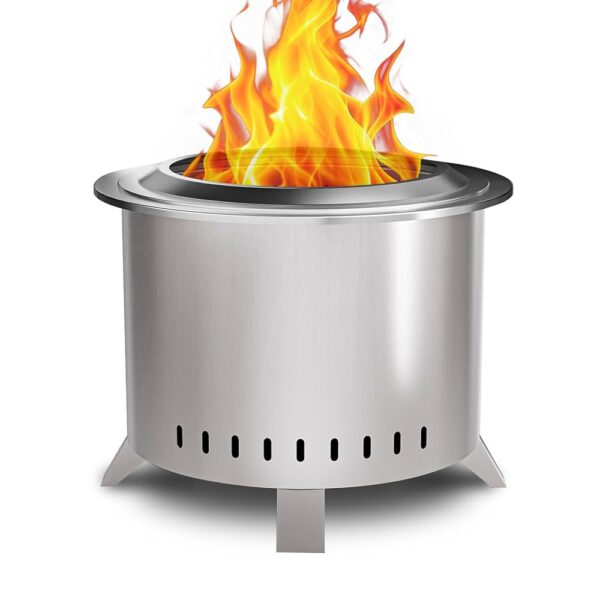 Smokeless Fire Pit,22 Inch Stainless Steel firepit, Outdoor Wood Burning Fire Pit with Cover for Outside Backyard Patio Garden Camping Bonfire