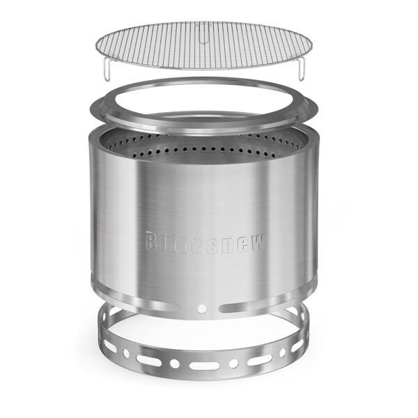 Smokeless Stove Fire Pit, Bittesnew 304 Stainless Steel Patio Fire Pit 19 Inch, Portable Outdoor Fire Pit with Carrying Bag for Wood Buring, Camping Backyard, Patio, Garden,...