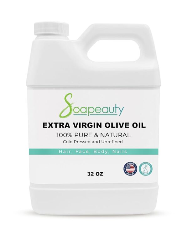 Soapeauty Extra Virgin Olive Oil | 100% Pure & Natural Unrefined Cold-Pressed Carrier Oil | Massage & Body Oil | for Skin, Face, Hair, and Soap Making | Carrier for Essential...