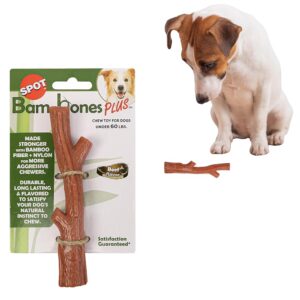 SPOT Bam-bones PLUS Branch -Bamboo Fiber & Nylon, Durable Long Lasting Dog Chew for Aggressive Chewers – Great Toy for Adult Dogs & Teething Puppies under 60lbs,...