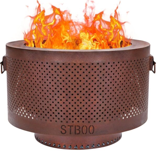 STBoo Smokeless Fire Pit - 24Inch Large Firepits for Outside with Portable Carrying Storage Bag - Low Smoke Outdoor Fireplace for Camping, Bonfire Picnic Backyard, BBQ on Beach,...