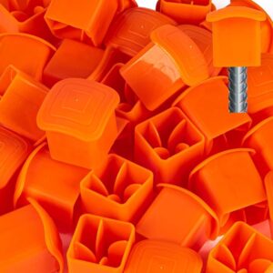 Sukh Rebar Caps - 60Pcs Reber Cap Cover Plastic End Caps Orange Mushroom Rebar Safety T- Posts Caps Building Construction Rebar Protection Stakes Fits Rebar Stake Size...