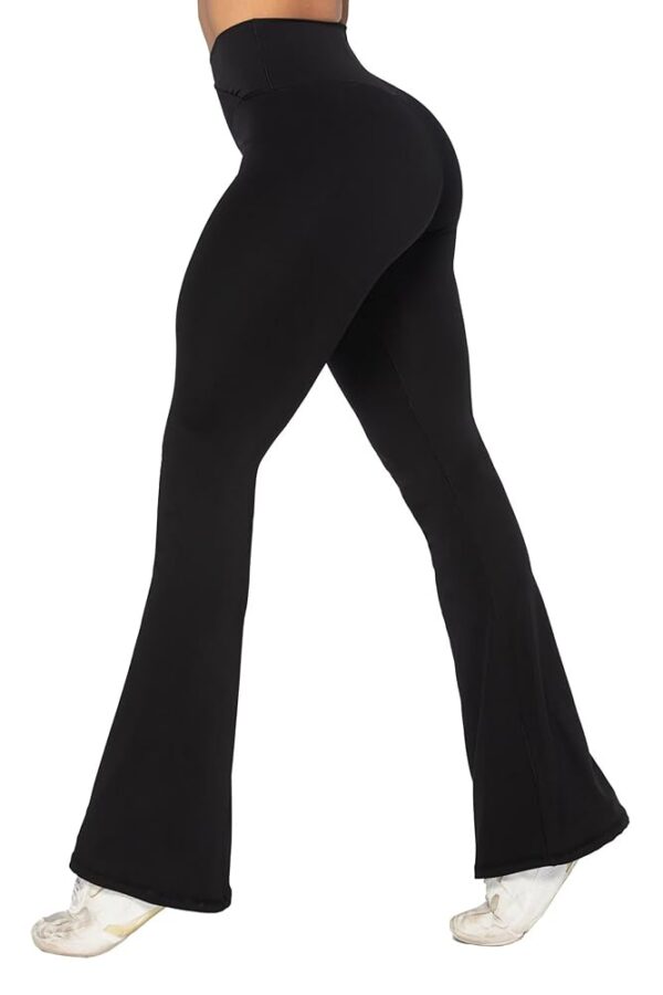 Sunzel Womens Flare Leggings No Front Seam Flare Yoga Pants with Tummy Control Crossover High Waist and Wide Leg