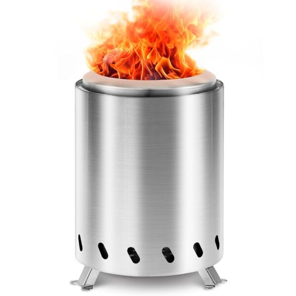 Table Top Firepit 6 Inch - Tabletop Fire Pit Camping Stove 304 Stainless Steel Pellet Patio Heater Portable Smokeless Fire Pit 6"x6.89" Silver