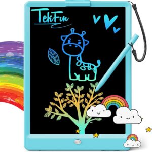 TEKFUN LCD Writing Tablet Doodle Board, 10inch Colorful Drawing Tablet Writing Pad, Kids Travel Essentials, Toddler Toys for 3 4 5 6 7 8 Year Old Girls Boys (Blue)