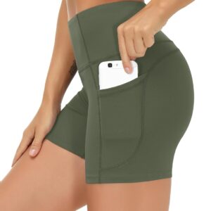 THE GYM PEOPLE High Waist Yoga Shorts for Women's Tummy Control Fitness Athletic Workout Running Shorts with Deep Pockets