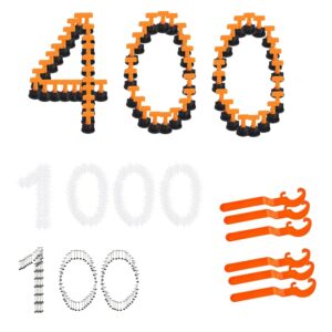 Tile Leveling System 1/16" Kit Reusable,400pcs Tile Leveler Spacer with 1000pcs Tile Spacers,6pcs Wrenches and 100pcs Steel Pins,Flooring levellers Set System Construction for...