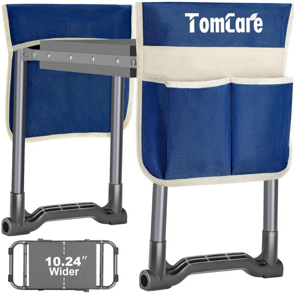 TomCare Garden Kneeler and Seat 10.24” Wide Kneeling Pad Garden Bench with 2 Tool Pouches Heavy Duty Stable Garden Stool Foldable Garden Tools Gardening Gifts for Women Men...