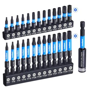 toolant Impact Torx Bit Set 27pcs (TT7-TT40), S2 Steel Security Torx Bit Set, Tamper Proof Star Bit Set with CNC Machined Tips, 1"&2" Long Impact Bits with Magnetic Bit Holder...