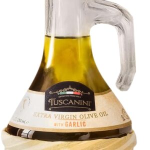 Tuscanini Garlic Infused Extra Virgin Olive Oil 250mL, Imported from Italy, Cold-Pressed, Luxurious Taste, All Natural, Non GMO, Premium Extra Virgin Olive Oil with Garlic