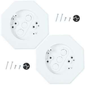 Vinyl Siding Mounting Blocks,Outdoor Light Octagon Siding Mount Block with Built-in Electrical Box Siding Mounting Plate for 1/2 inch Lap Double and 4 inch Siding (2, White, 1/2...