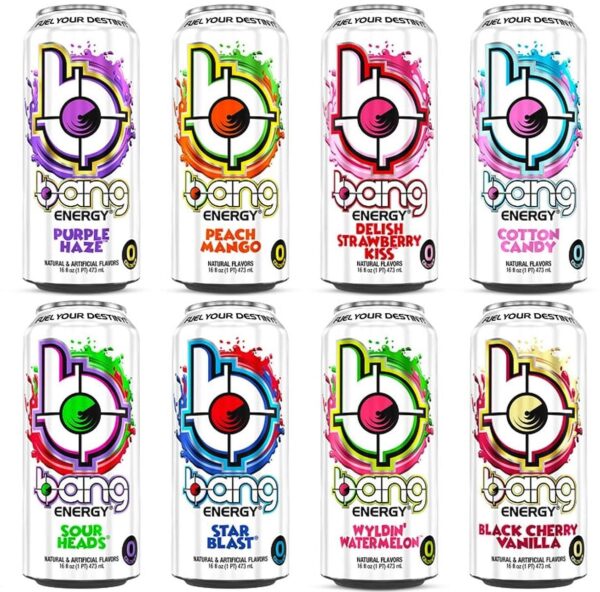 VPX Bang Variety Pack - Bangster Berry, Pina Colada, Purple Guava Pear, Peach Mango, Cotton Candy, Blue Razz, Sour Heads, Rainbow Unicorn